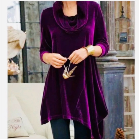 Soft Surroundings Women’s Velvet Asymmetrical Plum Tunic.Size XXL.SKU 306 - Picture 2 of 9